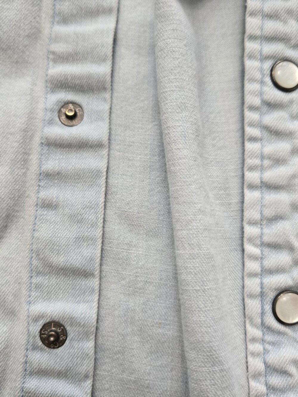 Levi's Short Sleeve Pearl Snap Western Denim Shirt Men's Sz L Light Wash Fade - Picture 7 of 11